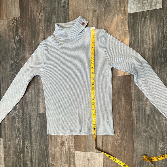 Ralph Lauren Light Grey Roll Neck Ribbed Knit Sz Petite small Embroidery Logo - Picture 4 of 5